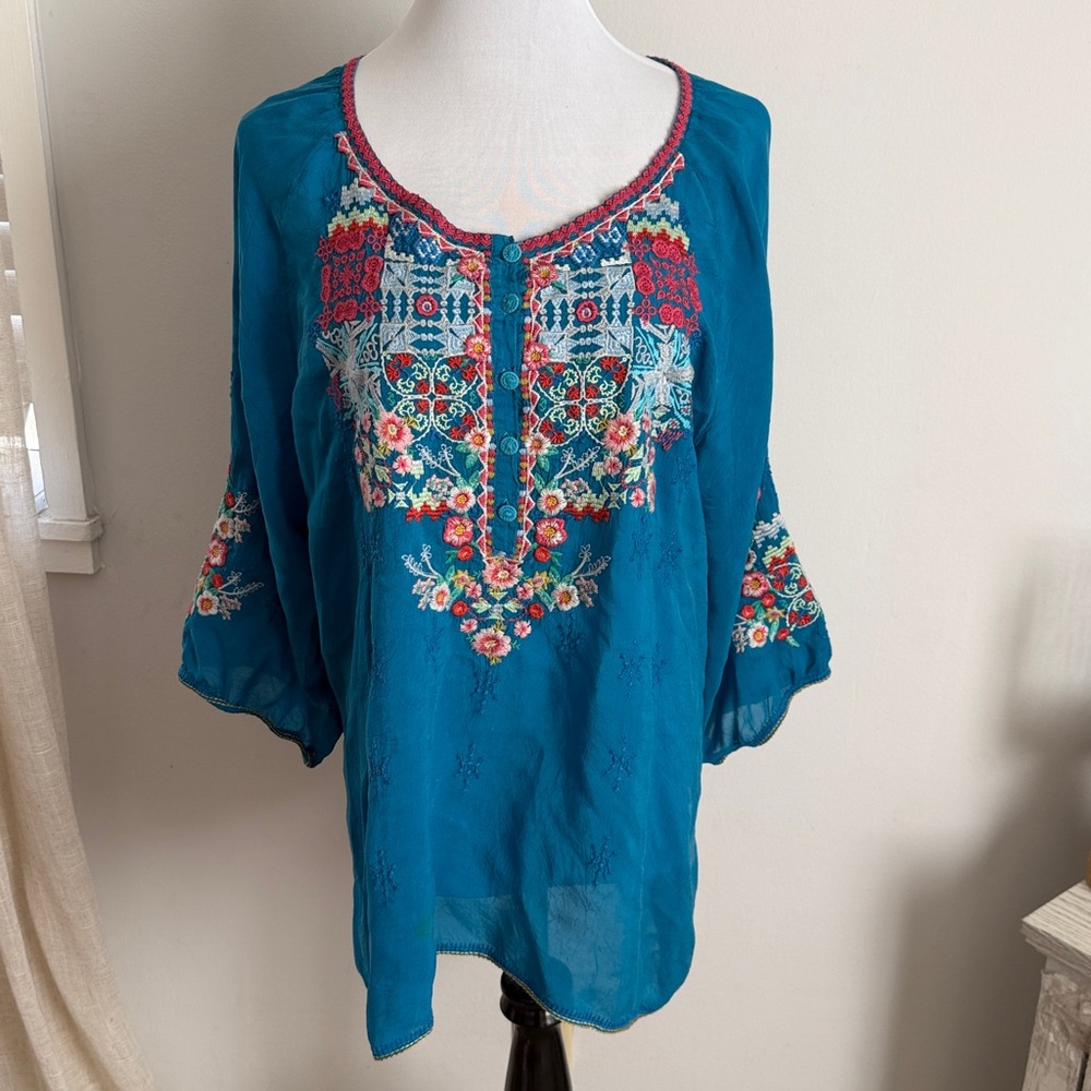 Johnny Was XXL Muna Blouse Embroidered Tunic